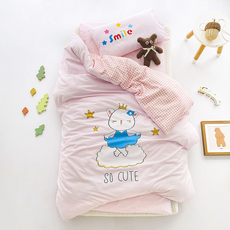 Children's kindergarten quilt three pieces of cotton jacket core six pieces of baby baby pink bedding nap