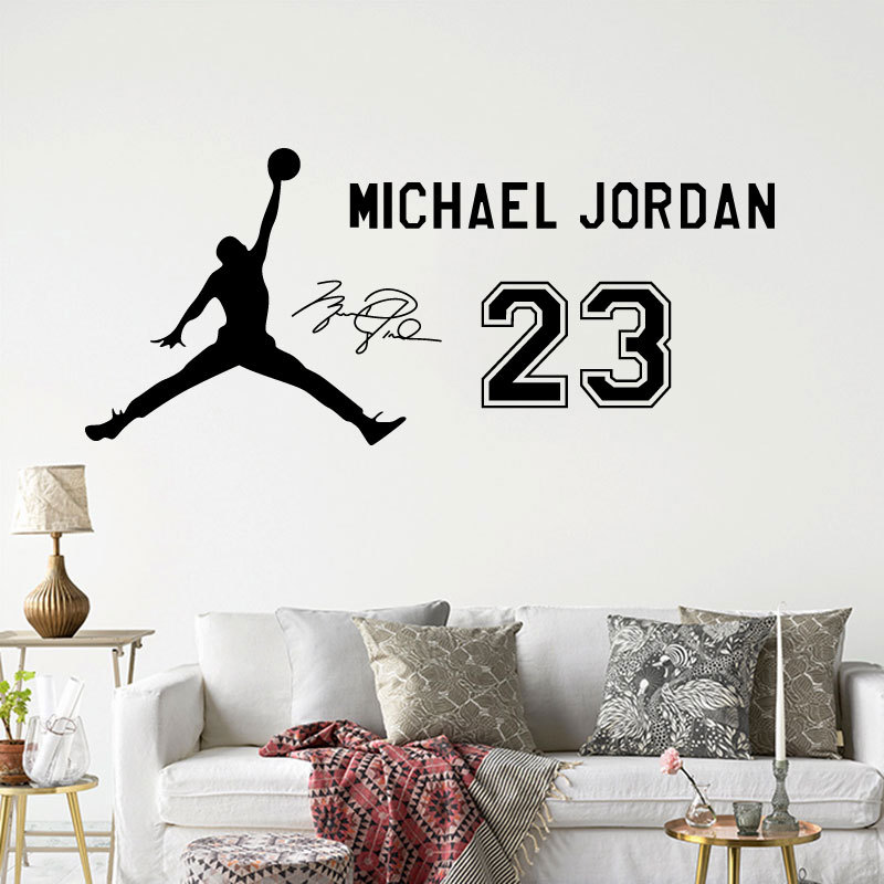 Basketball Star Michael Jordan Wall Sticker Jordan No. 23 Hollow-Out Decal for Basketball-Themed Rooms, Dorms, Living Rooms, Waterproof Sticker