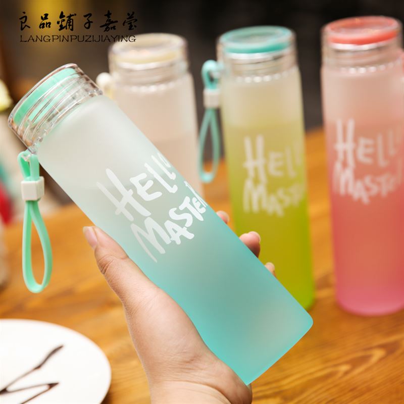 韩版简约磨砂清新玻璃水杯子便携男女学生茶杯随手杯耐热水瓶创意