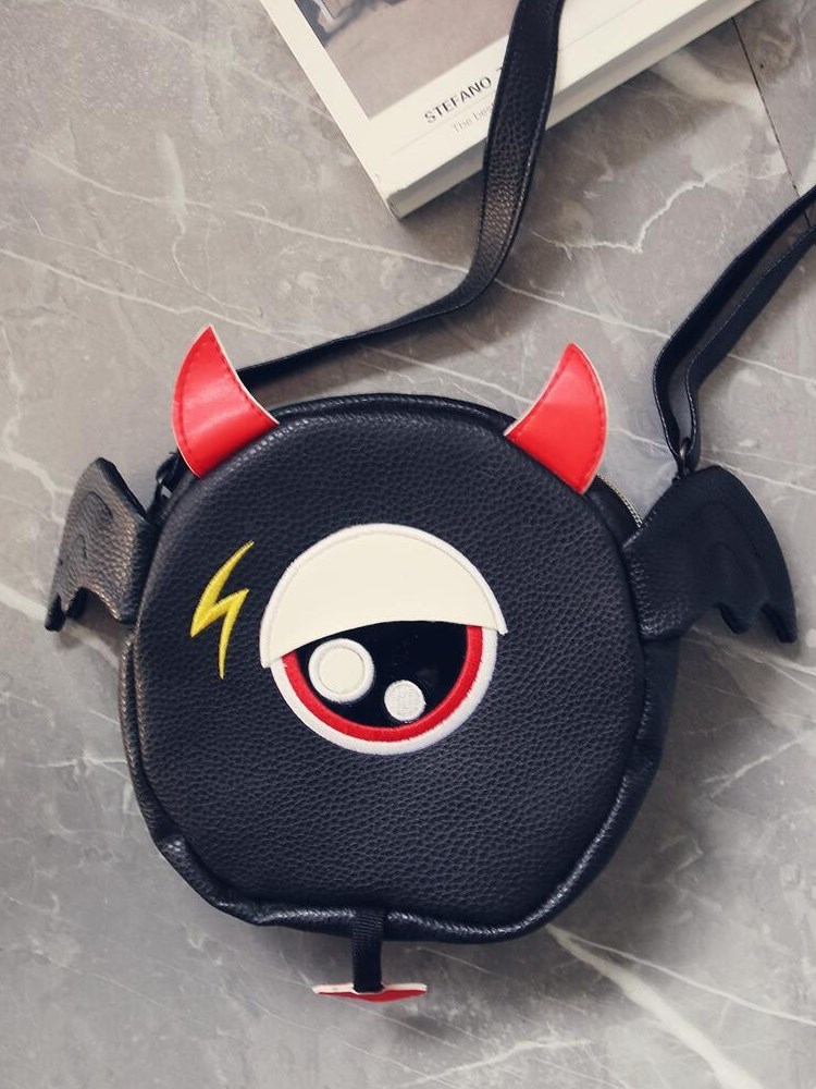 Child Pack Boy Inclined Satchel Bag Little Girl Single Shoulder Bag Cute Cartoon Monster Boy Girl Bag Black