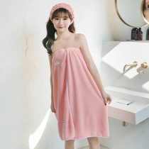 Net red new coral fleece bath towel set of three-piece cute strapless bath skirt can be worn can be wrapped adult absorbent lint