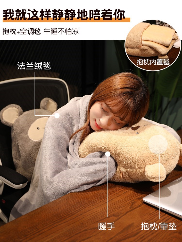 Summer pillow cover dual use office blanket pillow pillow two in one coral velvet car for nap