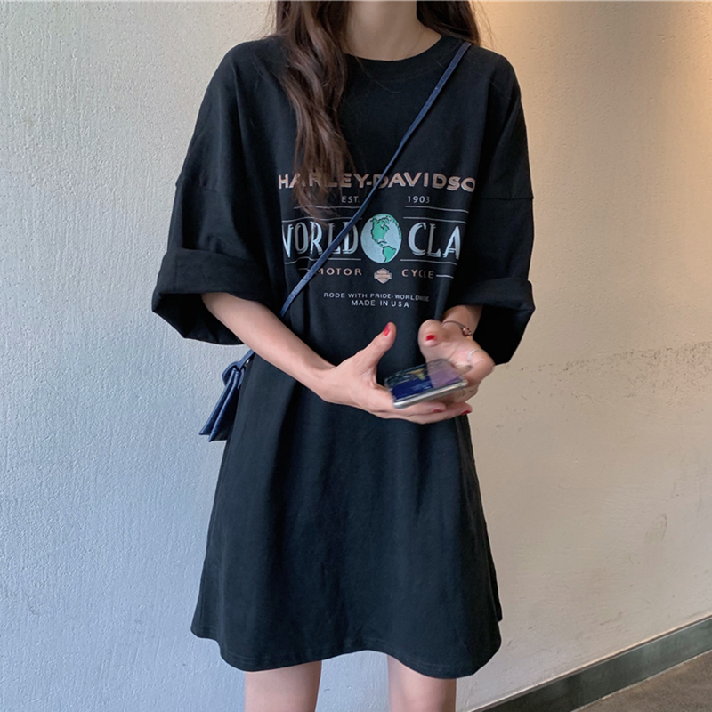 Black T-Shirt for Women, Short-Sleeved, 2026 New Style, Long Length, Summer, Loose Fit, Pure Cotton, Trendy Brand, European Style, Oversized, Missing Bottoms