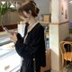 Long-sleeved black shirt women's fashion foreign style French niche chic top autumn new design wood ear edge shirt