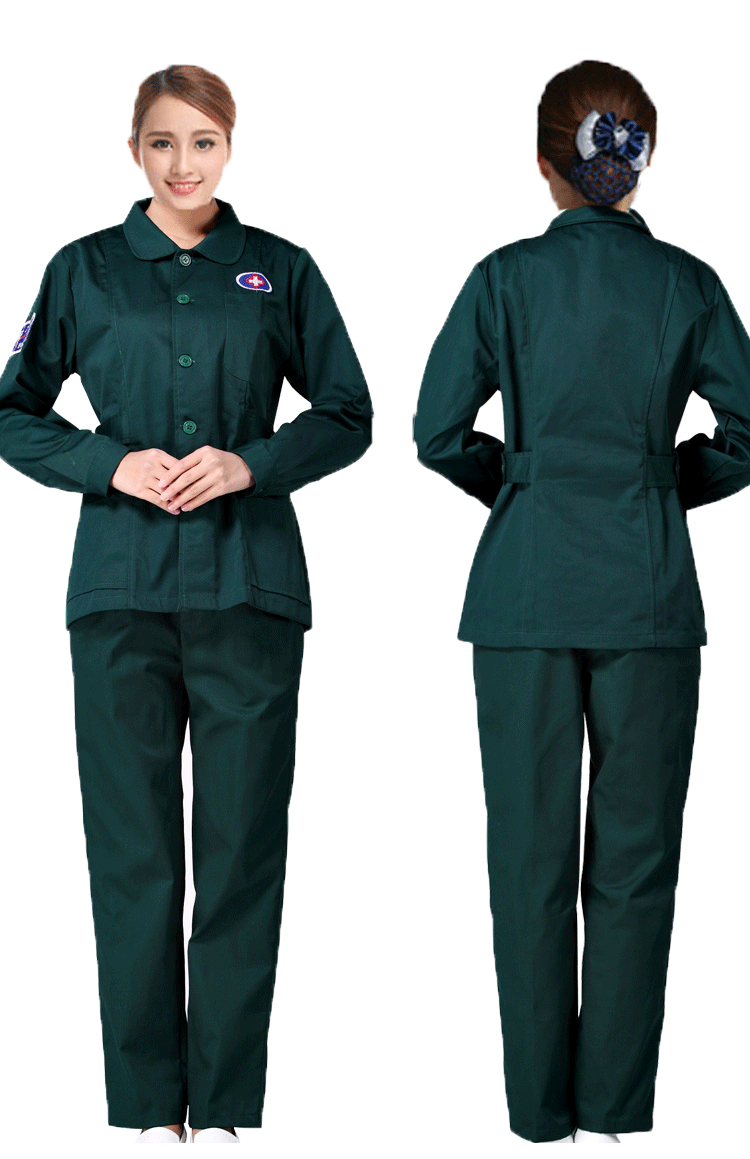 Màu xanh đậm sơ cứu y tế 120 phòng cấp cứu dịch vụ cấp cứu khẩn cấp dài tay phân chia phù hợp với bác sĩ chăm sóc nam nữ đầm ngủ nữ