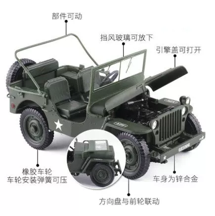 Катридж старинные тактики внедорожный джип, модель автомобиля, масштаб 1:18