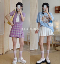 3 pairs of white calf socks ultra-thin transparent ins tide short-day womens half-tube stockings short-tube socks