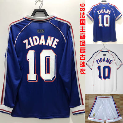 Replica of the 1998 World Cup French national team's long and short-sleeved retro jerseys, Zidane and Henry's football jerseys