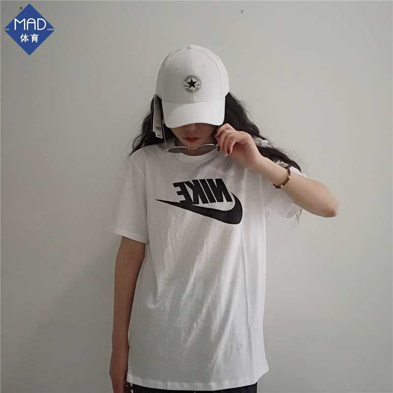 NIKE Nike áo thun nam và nữ mùa hè giản dị cotton ngắn tay logo lớn móc 696708-060 AR5005-013 - Áo phông thể thao