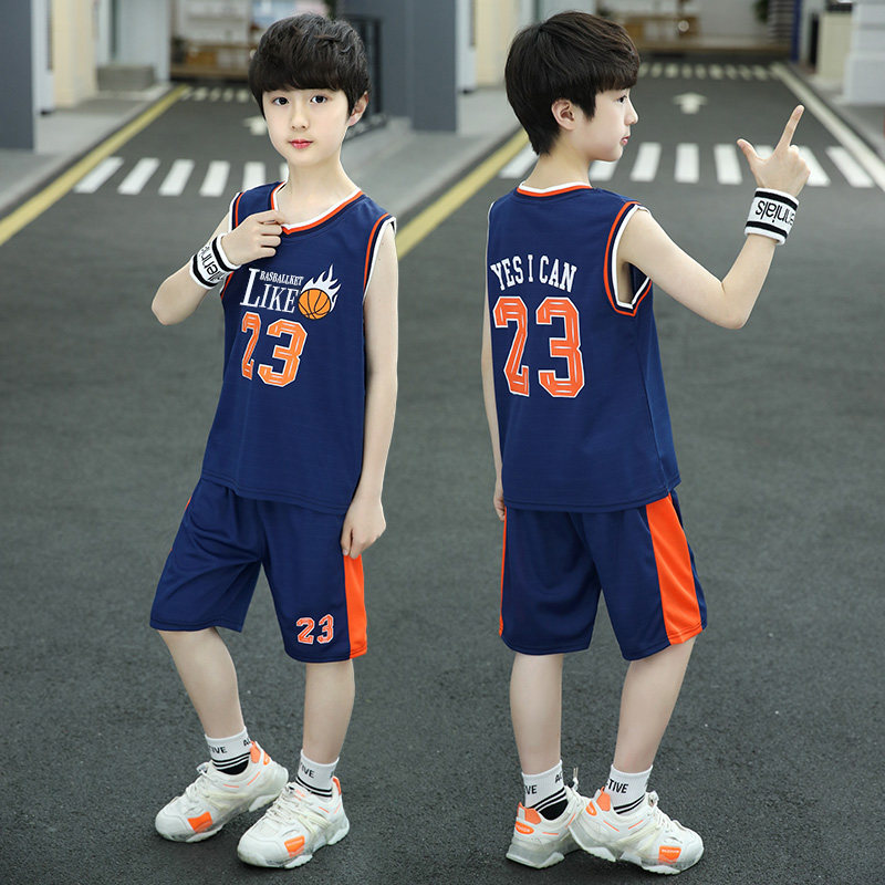 Kids Boys' Summer Basketball Uniform – Breathable Sleeveless Tank Top & Shorts, Quick Dry Athletic Set for Active Youth