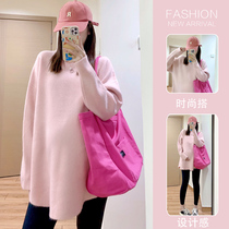 Maternity Autumn Suit 2023 New Large Size Casual Knitted Top Autumn Sweater Bottoming Shirt Spring Autumn Dress