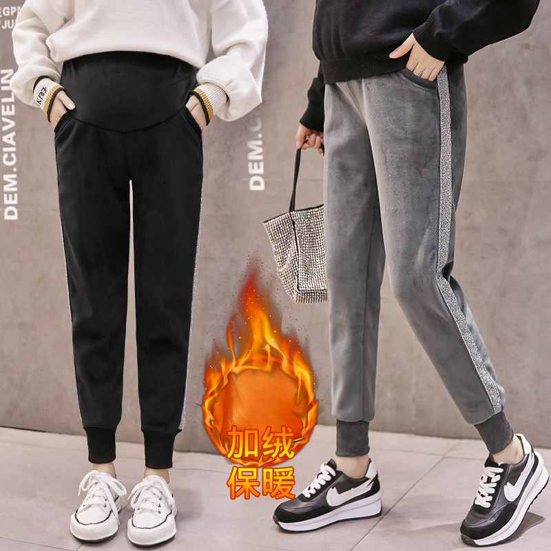 Pregnant women's underwear, belly-supporting pants, autumn velvet thickening, winter trousers, outer wear, fashionable autumn and winter autumn and winter clothes