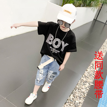 Boys summer clothes 2019 new sets childrens foreign style 4 summer 6 childrens clothing 5 pieces 7 boys 8 handsome 9 years old tide clothes