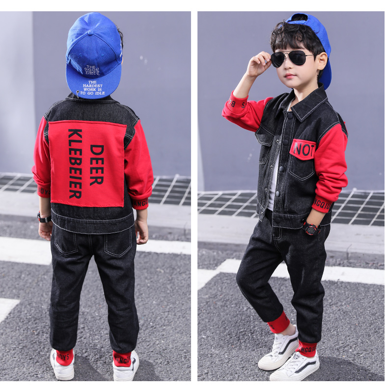 Quần áo trẻ em mùa xuân cho bé bộ quần jean mùa xuân 2019 mới cho trẻ em mùa xuân và mùa thu - Phù hợp với trẻ em quần áo trẻ em xuất khẩu