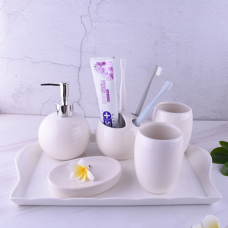 Spot minimalist Bathroom Cleaning Appliances Five-Six Pieces Toiletries Wash Suit Bath Room Supplies Kit Gargling Cup Ceramic Bathrooms