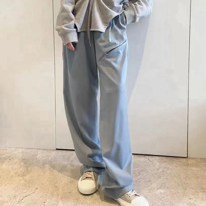 Spot South Korea YCH2021 Autumn Winter New Laced Hollowed-out Straight Cylinder Western Dress Pants Woman Wide Leg Casual Long Pants