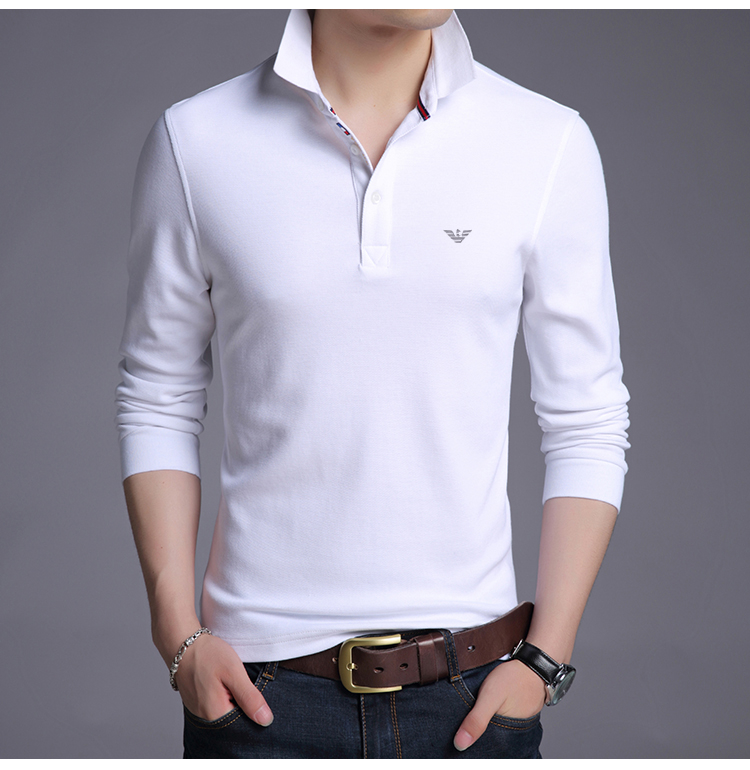 Chiamania áo thun dài tay cotton cotton ve áo polo mùa thu nam xu hướng lỏng lẻo trên quần áo ao polo nam