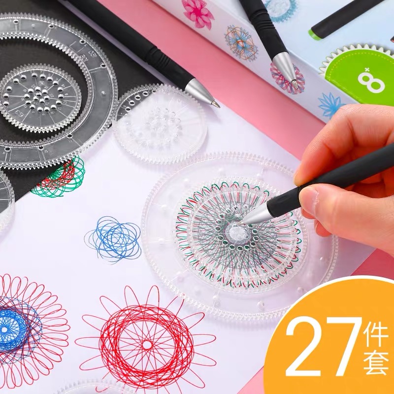 Kalwanflower Ruler Magic Suit Multifunction Painting Elementary School Student Hand Transcript Stencil Hollowed-out Ruler Tool Complex Flower Curve Gauge Bustling Stationery Cover Ruler Hand Ledger Drawing Lace Board Creative Cute Drawing Ruler