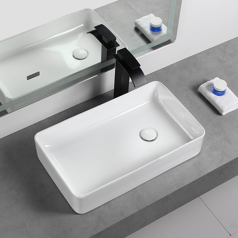 Side sewers on the sidewalk platform square wash basin with face basin ceramic pelvis left and right side drainage