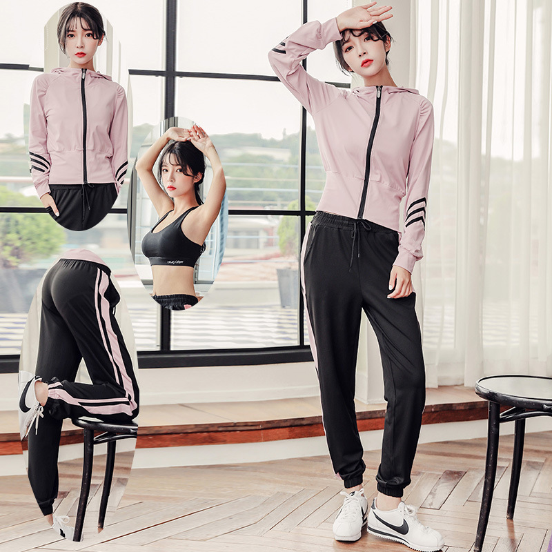 Spring and summer yoga clothes three-piece waist jacket harem pants sports suit fitness sports running quick-drying clothes