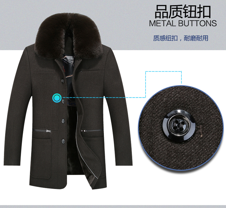 Áo khoác len nam trung niên áo khoác len cộng với áo khoác nhung dày cho nam trung niên áo khoác jean