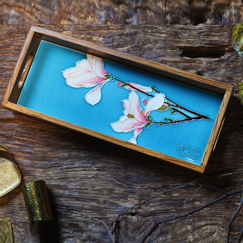 Canon Ceramics Pendulum accessories Home Accessories China Wind Home Solid Wood Tea Pan Elm Tray Fruit Tray Containing Gifts