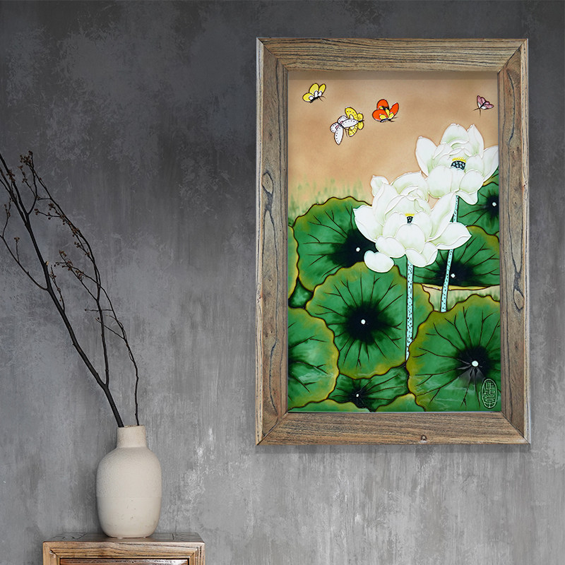 Canon's hand painted porcelain painting electric meter box sofa Background wall decoration painting Flowers Bird Painting Living-room Hyun Guan Vertical Version Hung Painting