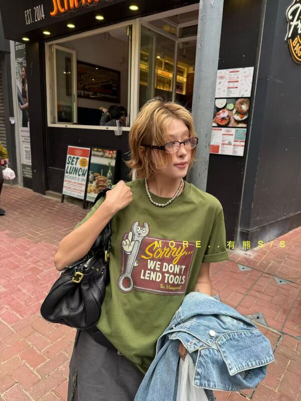 Youxiong 2026 Spring New American Style Loose Age-Reducing Design Short-Sleeve T-Shirt Fashionable Versatile Trendy Top for Women