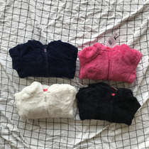 New Korean version of men's and women's treasure children's solid color Joker warm zipper shirt hooded Mao Mao coat