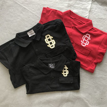 6 18 Special Qing summer Net stand collar POOL shirt short sleeve T-shirt embroidered parent-child two-color shirt