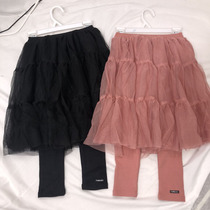 Autumn and winter new fairy skirt childrens female treasure elastic high waist cotton fake two piece mesh Korean cake skirt
