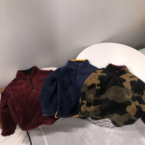 Autumn and winter velvet long sleeve children men and women treasure warm thick zipper stand neck cardigan three color camouflage sweater jacket