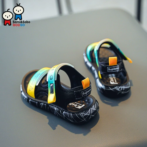 Детские модные сандалии для мальчиков, летняя детская пляжная обувь, мягкая подошва, сезон 2021