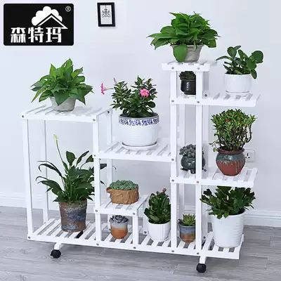 Solid wood flower shelf modern indoor multi-layer flower pot European balcony storage living room Gold Gedo meat rack rack rack home