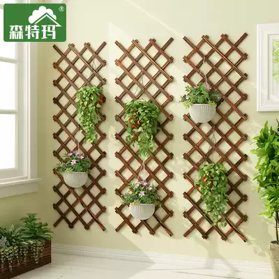 Garden solid wooden living room flower pot rack Wall-mounted wall balcony decoration golden ge hanging indoor flower rack climbing rattan