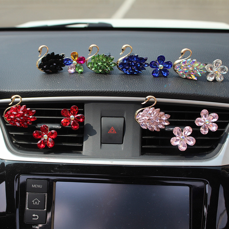 ins car air conditioner air outlet decoration swan flower car perfume aromatherapy high-end car accessories ornaments female