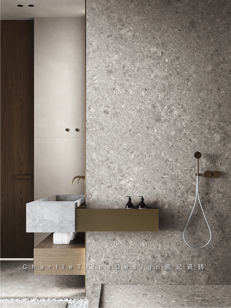 Wall brick living room Nordic terrazzo bathroom tiles gray floor tiles non-slip balcony kitchen wabi sabi wind matte