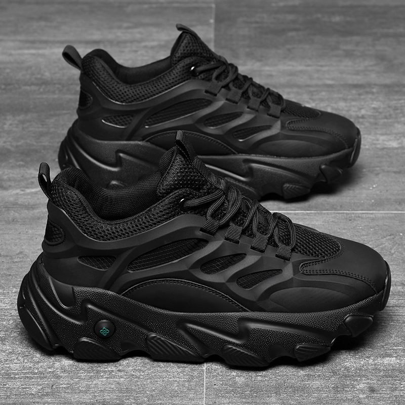 Summer Breathable Dad Shoes for Men ins Trendy Thick-Soled Black Large Size 46 Versatile Casual Shoes 47 Sports Shoes 48