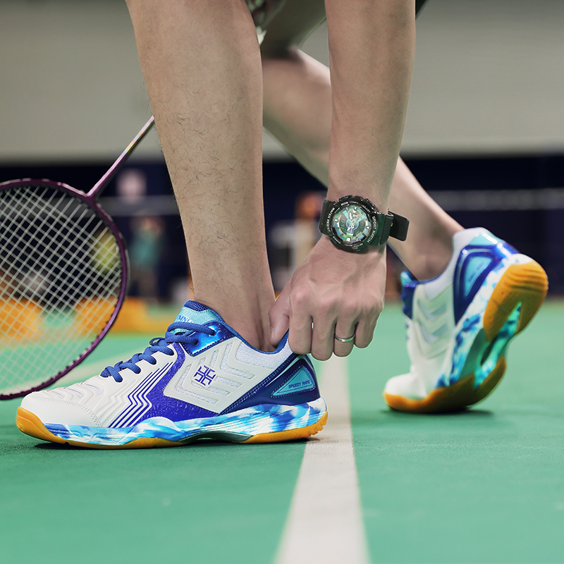 Professional Badminton Shoes for Men and Women, Breathable, Shock-Absorbing, Wear-Resistant Sports Training Shoes, Non-Slip Rubber Sole Tennis and Table Tennis Shoes