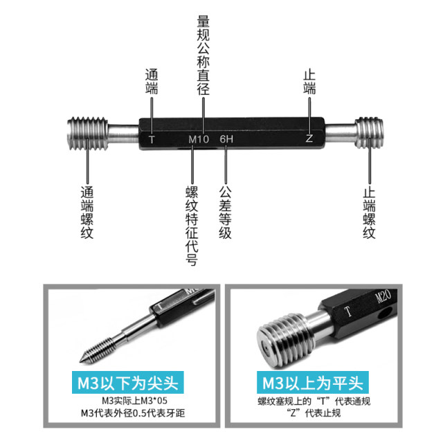 6H metric internal thread plug gauge pass-stop gauge internal tooth gauge inspection tool fine tooth coarse tooth gauge non-standard customization M1-60