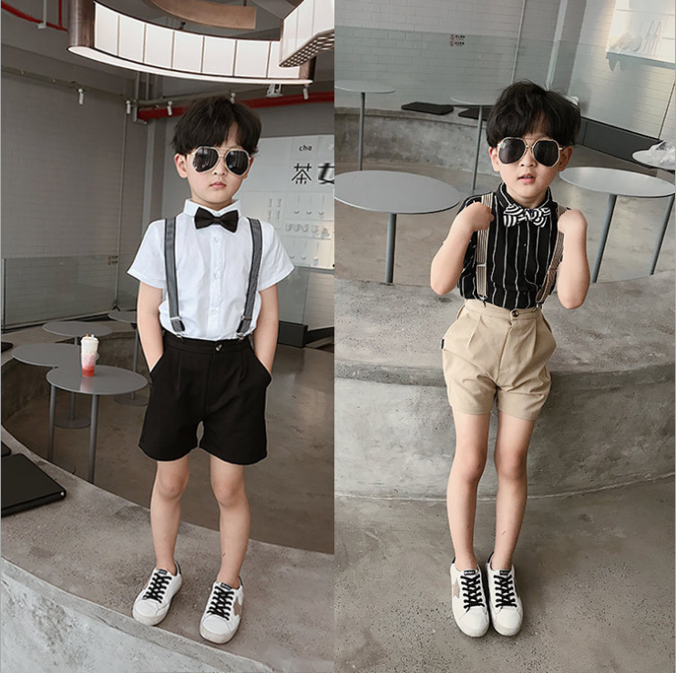 2021 Spring Summer New Boy Floral Gown Gown Suit Casual Fashion Children Gown Small Host Cuddle Bag Suit