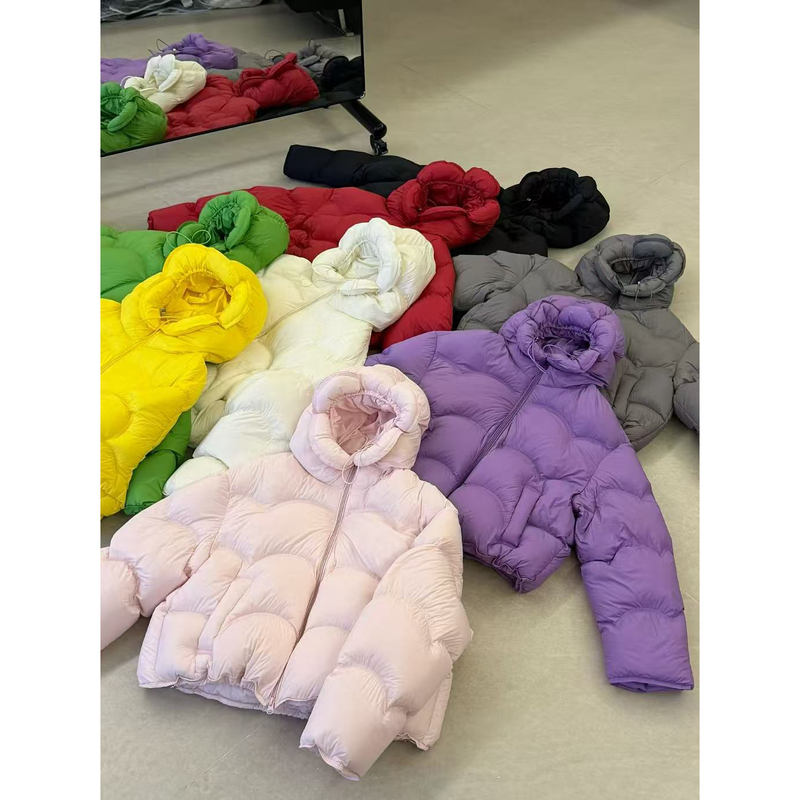 New Winter Cloud Puff Series Bud Hat, New National Standard 95% White Duck Down, Ultra-Thick Down-Filled Warm down Jacket 8687