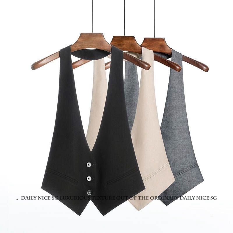 New Stylish Backless Versatile Slim-Fit Halter Neck Blazer Vest for Women, Short Waistcoat