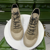 Outdoor mens high-top hiking shoes new flat British style tooling shoes leather wear-resistant casual shoes off-road hiking shoes
