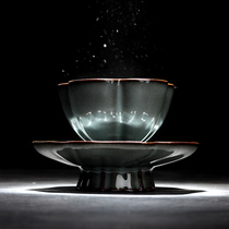Teacup Ceramic master cup Longquan Celadon iron tire tea cup Gongfu Tea cup Single cup handmade tea cup Tea set Tea bowl