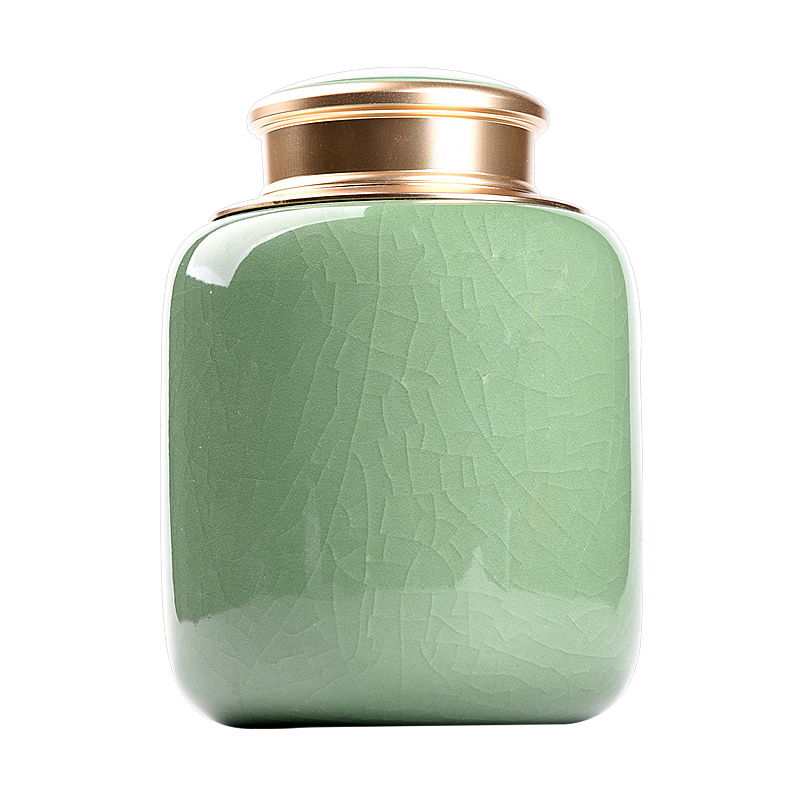 Longquan celadon sealed as cans of pu 'er tea ceramic household green tea POTS of tea packaging warehouse large POTS storage tanks