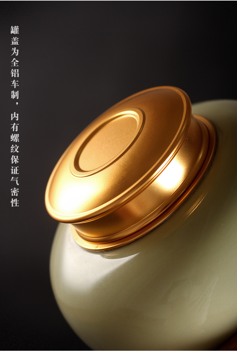 Tea accessories pu 'er Tea as cans ceramic metal household longquan celadon seal pot large caddy fixings POTS