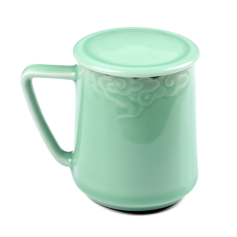 Mark cup celadon with cover ceramic cups creative cup contracted office cup tea cup move customization