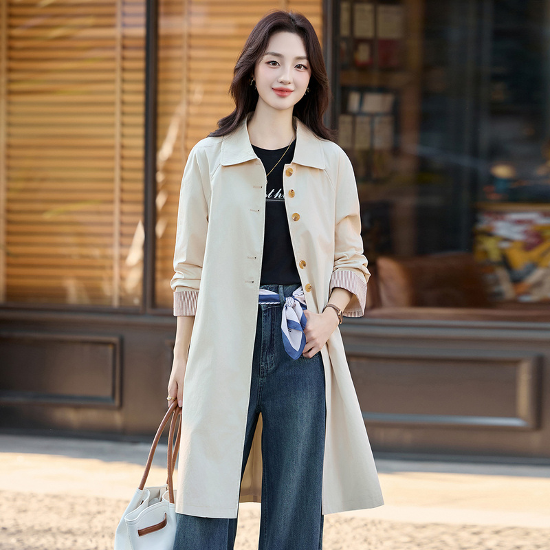 Fashionable Casual Trench Coat for Women, Slim Mid-Length Style, 2026 Spring and Autumn New Style, Elegant Loose Fit, Slimming British Style Coat