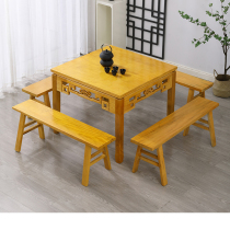 Solid wood square table square dining table antique log hotel noodle restaurant table and chair Ming and Qing dynasties commercial Chinese eight immortal table